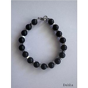 BRACCIALE SFERE PIETRA LAVICA CON DISCHETTI IN EMATITE