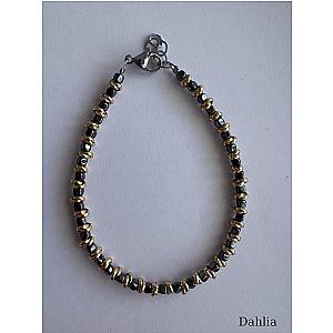 BRACCIALE CUBI PICCOLI SCURI CON RONDELLE DORATE